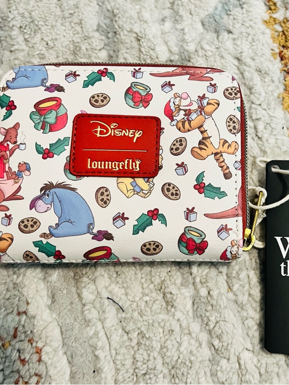 Loungefly Disney Winnie the Pooh Holiday Zip Wallet - Cream & Red Accents. NWT